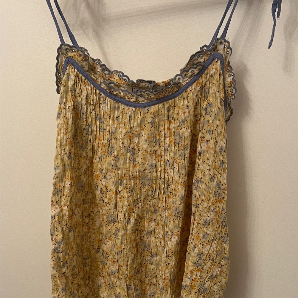 Dex Yellow Floral Cami with Blue Trim